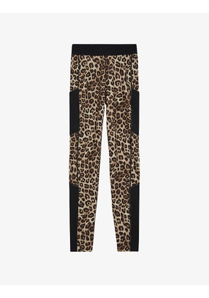 Leopard-print high-rise stretch-woven leggings