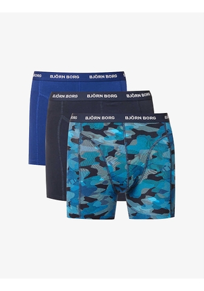 Logo-waistband mid-rise pack of three stretch-cotton boxers