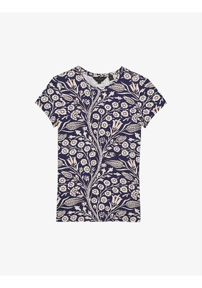 Rosali floral-print stretch-woven T-shirt