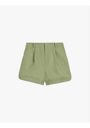 Haiyzol whipstitch high-rise linen-blend shorts