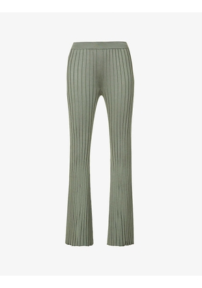 Leimah fitted flared-leg mid-rise woven trousers