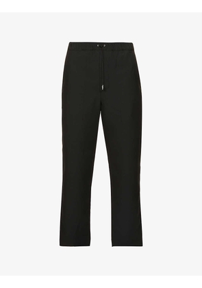 Base drawstring-waistband tapered woven trousers
