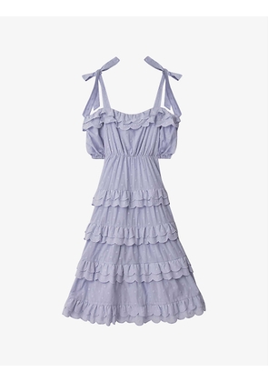 Edda frill-trim cotton midi dress
