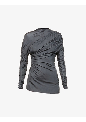 Ruched stretch-woven top