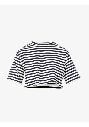 Karina striped cropped cotton-jersey T-shirt