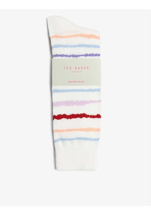Painty striped cotton-blend socks