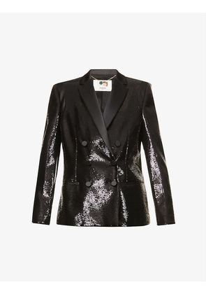 Sequin-embellished double-breasted blazer