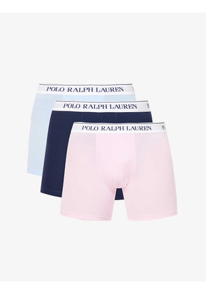Pack of three branded-waistband stretch-cotton briefs