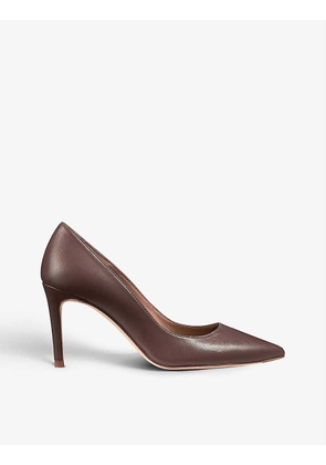 Floret pointed-toe leather courts
