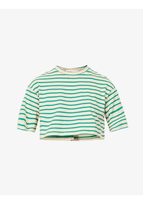 Karina striped cropped cotton-jersey T-shirt