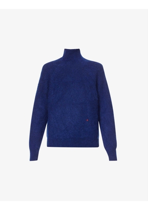 Logo-embroidered wool-blend knitted jumper