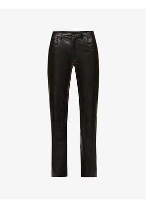 Jay straight-leg mid-rise faux-leather trousers