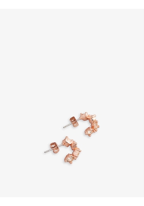 TBJ3056 Cresita rose-gold tone crystal-embellished brass hoop earrings