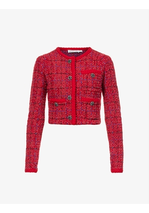 Melange cropped wool-blend jacket
