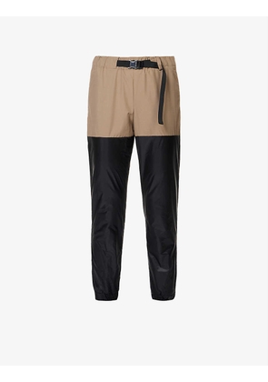 Detachable-belt elasticated-hem shell trousers