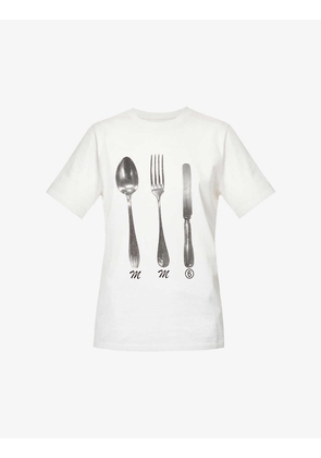 Cutlery graphic-print relaxed-fit cotton T-shirt