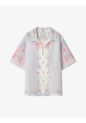 Maxime shell-print linen-blend shirt