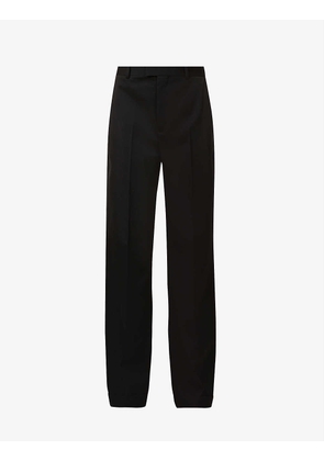 Twill straight-leg mid-rise wool trousers
