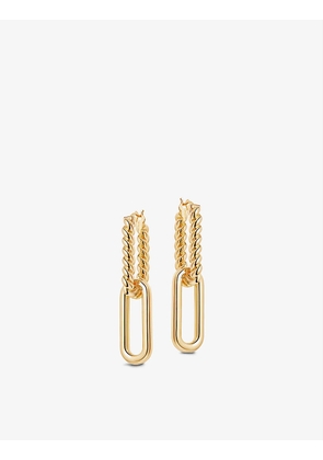 Missoma Womens Gold Radial Ovate 18ct Yellow Gold-plated Vermeil Sterling Silver Drop Hoop Earrings