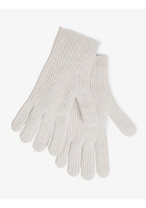 Ribbed-detail cashmere gloves