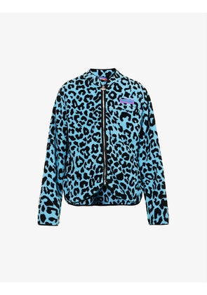Leopard-print relaxed-fit fleece jacket