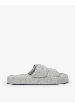 Quilted open-toe cotton-jersey slippers