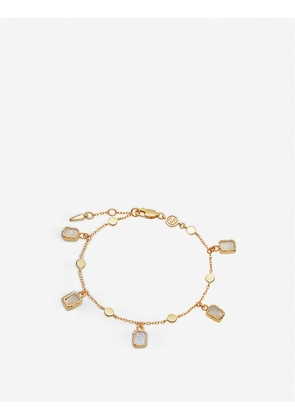 Lena 18ct yellow gold-plated vermeil sterling-ilver and rainbow moonstone charm bracelet
