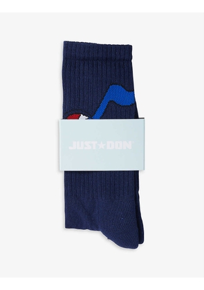 Graphic-print stretch-cotton blend socks