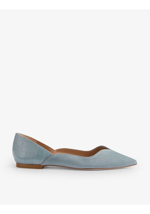 Iris croc-embossed leather and suede flats