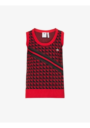 adidas x Wales Bonner brand-embroidered geometric-pattern knitted vest