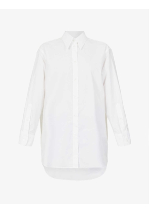 Cut-out dropped-shoulder relaxed-fit cotton shirt