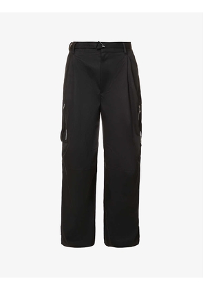 Sanded wide-leg high-rise cotton trousers