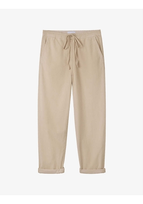 Drawstring-waist stretch-organic cotton trousers
