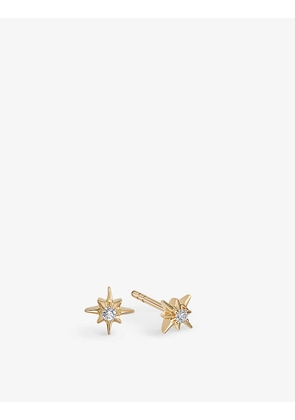 Polaris Star 18ct yellow gold-plated vermeil sterling-silver and white sapphire stud earrings
