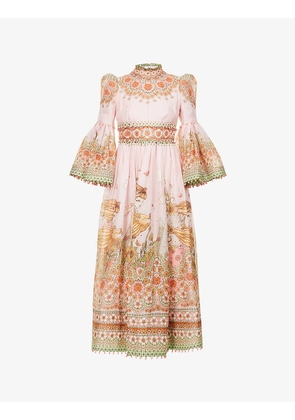 Kaleidoscope high-neck linen-blend maxi dress