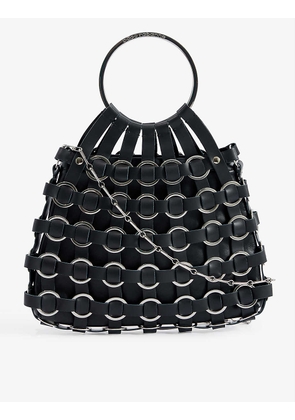 Fishnet brand-engraved leather handbag
