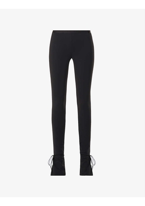 Flared mid-rise stretch-woven trousers
