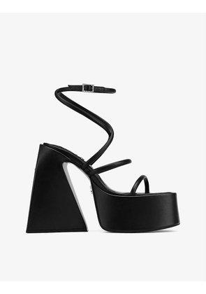 Angel strap-detail leather platform heels