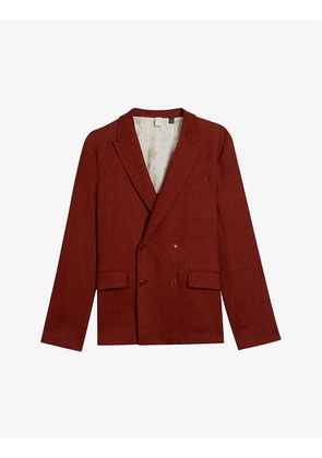 Shutton double-breasted wool and linen-blend blazer