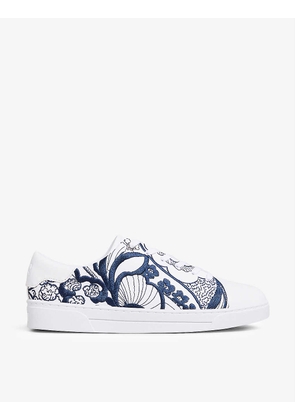 Kemmii retro-swirl embroidered leather trainers