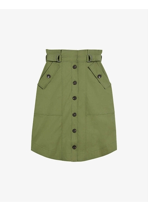 Siyanne paperbag-waist stretch-cotton skirt