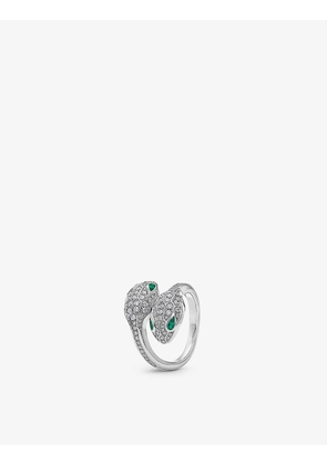 Serpenti Seduttori 18ct white-gold, 0.56ct brilliant-cut diamond and 0.2ct emerald ring