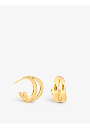 Molten Duo small 18k gold-plated brass hoop earrings