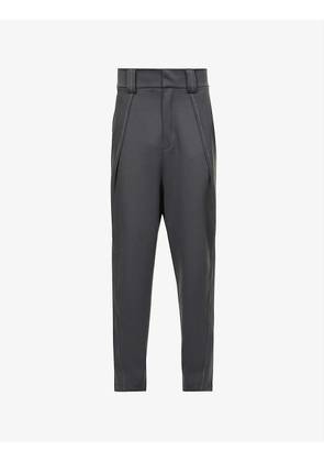 Logo-embroidered relaxed-fit tapered stretch-woven trousers