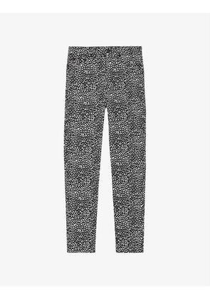 Leopard-print skinny high-rise stretch-denim jeans
