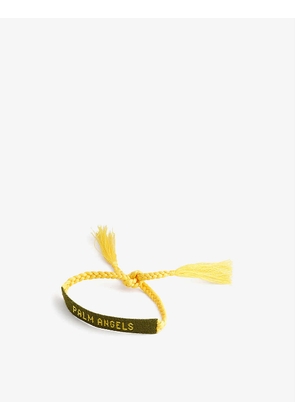 Logo-embroidered woven cord bracelet