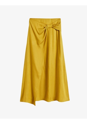 Jaune tied-waist high-waisted woven midi skirt