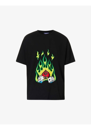 Dice Flames graphic-print relaxed-fit cotton-jersey T-shirt