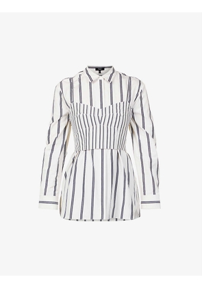 Bustier striped cotton-poplin shirt