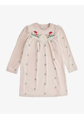 Flower-embroidered pleated midi dress 4-16 years